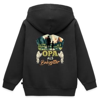 OPA ALS BABYSITTER Lustiges Großvater Opi - Kinder Premium Organic Zip Hoodie - Schwarz - Hinten - AI Model Kid Male (0cm)