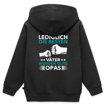 Opi LEDIGLICH DIE BESTEN VÄTER WERDEN GUTE - Kinder Premium Organic Zip Hoodie - Schwarz - Hinten - AI Model Kid Male (0cm)