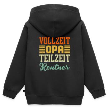 VOLLZEIT OPA TEILZEIT RENTNER Lustiges Opi - Kinder Premium Organic Zip Hoodie - Schwarz - Hinten - AI Model Kid Male (0cm)
