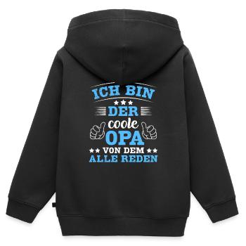 Opi ICH BIN DER COOLE OPA VON DEM ALLE REDEN - Kinder Premium Organic Zip Hoodie - Schwarz - Hinten - AI Model Kid Male (0cm)