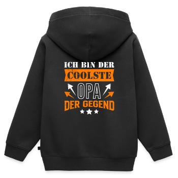 Opi ICH BIN DER COOLSTE OPA DER GEGEND Lustiges - Kinder Premium Organic Zip Hoodie - Schwarz - Hinten - AI Model Kid Male (0cm)