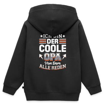 Opi ICH BIN DER COOLE OPA VON DEM ALLE REDEN - Kinder Premium Organic Zip Hoodie - Schwarz - Hinten - AI Model Kid Male (0cm)