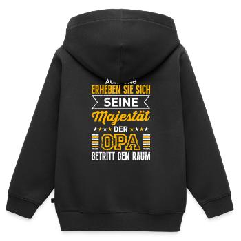 Opi ERHEBEN SIE SICH SEINE MAJESTÄT DER OPA - Kinder Premium Organic Zip Hoodie - Schwarz - Hinten - AI Model Kid Male (0cm)