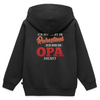 Opi BIN NICHT IM RUHESTAND BIN IM OPA DIENST - Kinder Premium Organic Zip Hoodie - Schwarz - Hinten - AI Model Kid Male (0cm)