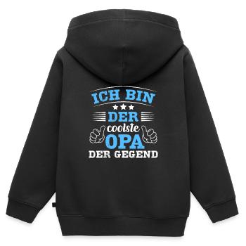 Opi ICH BIN DER COOLSTE OPA DER GEGEND Lustiges - Kinder Premium Organic Zip Hoodie - Schwarz - Hinten - AI Model Kid Male (0cm)