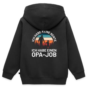 Opi ICH HABE KEINE RENTE HABE EINEN OPA-JOB Lustig - Kinder Premium Organic Zip Hoodie - Schwarz - Hinten - AI Model Kid Male (0cm)