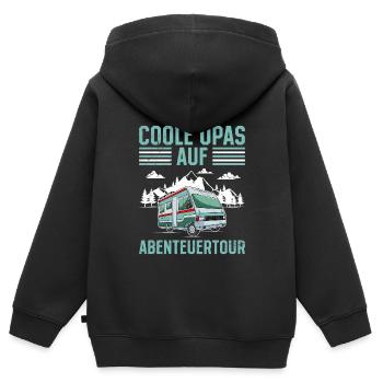 Opi COOLE OPAS AUF ABENTEUERTOUR Lustiges - Kinder Premium Organic Zip Hoodie - Schwarz - Hinten - AI Model Kid Male (0cm)