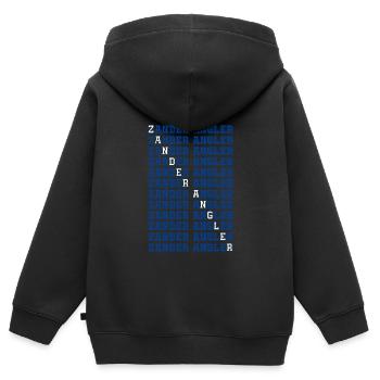 ZANDER ANGLER Lustiges Zander Angeln Donau - Kinder Premium Organic Zip Hoodie - Schwarz - Hinten - AI Model Kid Male (0cm)