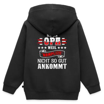 Opi BIN OPA WEIL KOMPLIZE NICHT SO GUT ANKOMMT - Kinder Premium Organic Zip Hoodie - Schwarz - Hinten - AI Model Kid Male (0cm)