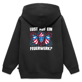 Pyrotechnik LUST AUF EIN FEUERWERK Lustiges - Kinder Premium Organic Zip Hoodie - Schwarz - Hinten - AI Model Kid Male (0cm)
