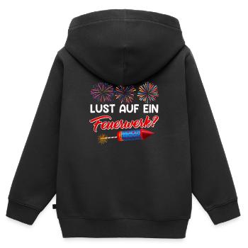 Pyrotechnik LUST AUF EIN FEUERWERK Lustiges - Kinder Premium Organic Zip Hoodie - Schwarz - Hinten - AI Model Kid Male (0cm)