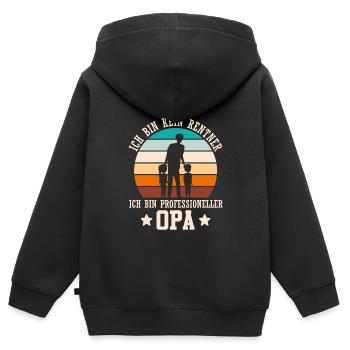 Opi BIN KEIN RENTNER BIN PROFESSIONELLER - Kinder Premium Organic Zip Hoodie - Schwarz - Hinten - AI Model Kid Male (0cm)