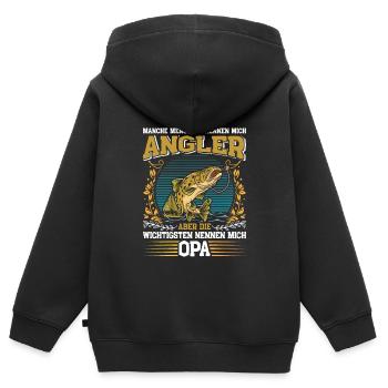 Opi MANCHE MENSCHEN NENNEN MICH ANGLER BIN OPA - Kinder Premium Organic Zip Hoodie - Schwarz - Hinten - AI Model Kid Male (0cm)
