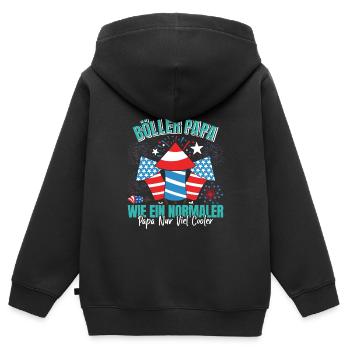 Feuerwerk BÖLLER PAPA WIE EIN NORMALER PAPA - Kinder Premium Organic Zip Hoodie - Schwarz - Hinten - AI Model Kid Male (0cm)