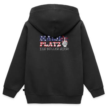 Feuerwerk MACH PLATZ ICH BÖLLER HIER! Lustiges - Kinder Premium Organic Zip Hoodie - Schwarz - Hinten - AI Model Kid Male (0cm)