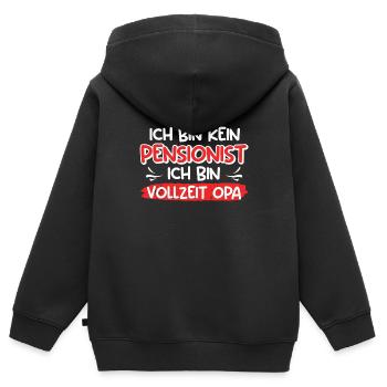 Opi BIN KEIN PENSIONIST ICH BIN VOLLZEIT OPA - Kinder Premium Organic Zip Hoodie - Schwarz - Hinten - AI Model Kid Male (0cm)
