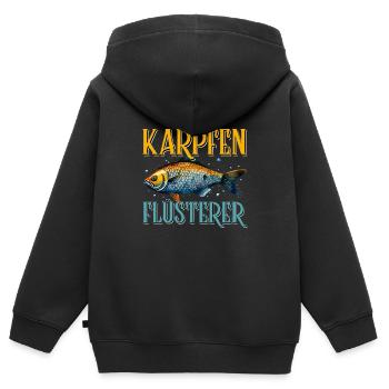 KARPFEN FLÜSTERER Lustiges Angler Geburtstags - Kinder Premium Organic Zip Hoodie - Schwarz - Hinten - AI Model Kid Male (0cm)