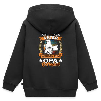 Opi DIE BESTEN VÄTER WERDEN ZUM OPA BEFÖRDERT - Kinder Premium Organic Zip Hoodie - Schwarz - Hinten - AI Model Kid Male (0cm)