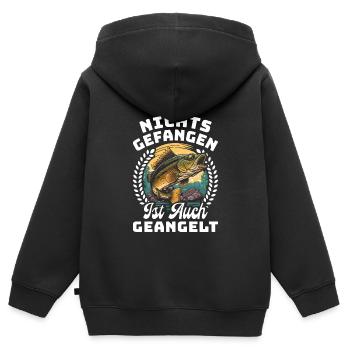 Angler Outfit NICHTS GEFANGEN IST AUCH GEANGELT - Kinder Premium Organic Zip Hoodie - Schwarz - Hinten - AI Model Kid Male (0cm)