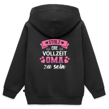 Omi STOLZ EINE VOLLZEIT OMA ZU SEIN Lustiges - Kinder Premium Organic Zip Hoodie - Schwarz - Hinten - AI Model Kid Male (0cm)