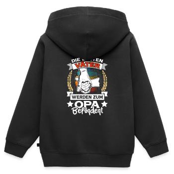 Opi DIE BESTEN VÄTER WERDEN ZUM OPA BEFÖRDERT - Kinder Premium Organic Zip Hoodie - Schwarz - Hinten - AI Model Kid Male (0cm)