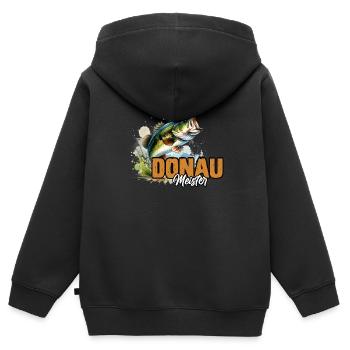 DONAU MEISTER Lustiges Angeln Hobby Angler - Kinder Premium Organic Zip Hoodie - Schwarz - Hinten - AI Model Kid Male (0cm)