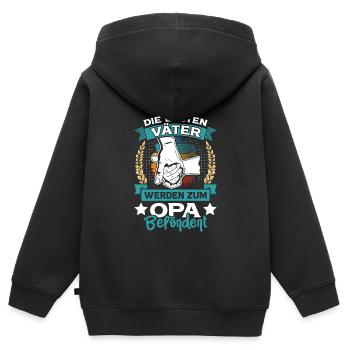 Opi DIE BESTEN VÄTER WERDEN ZUM OPA BEFÖRDERT - Kinder Premium Organic Zip Hoodie - Schwarz - Hinten - AI Model Kid Male (0cm)