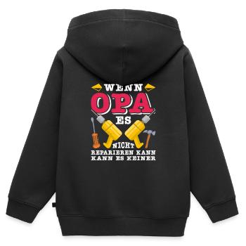 Opi WENN OPA ES NICHT REPARIEREN KANN KANNS KEINER - Kinder Premium Organic Zip Hoodie - Schwarz - Hinten - AI Model Kid Male (0cm)