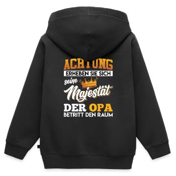 Opi ACHTUNG ERHEBEN SIE SICH MAJESTÄT DER - Kinder Premium Organic Zip Hoodie - Schwarz - Hinten - AI Model Kid Male (0cm)