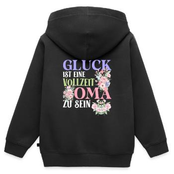 Omi GLÜCK IST EINE VOLLZEIT OMA ZU SEIN Geburtstag - Kinder Premium Organic Zip Hoodie - Schwarz - Hinten - AI Model Kid Male (0cm)