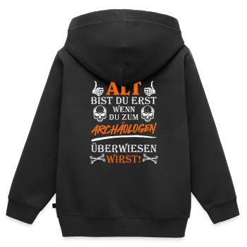 Opi ALT BIST DU ERST WENN DU ZUM ARCHÄOLOGEN - Kinder Premium Organic Zip Hoodie - Schwarz - Hinten - AI Model Kid Male (0cm)
