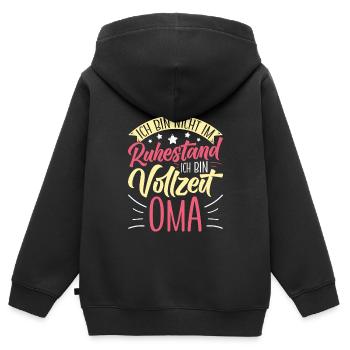 Omi BIN NICHT IM RUHESTAND BIN VOLLZEIT OMA - Kinder Premium Organic Zip Hoodie - Schwarz - Hinten - AI Model Kid Male (0cm)