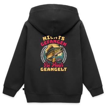Angler Outfit NICHTS GEFANGEN IST AUCH GEANGELT - Kinder Premium Organic Zip Hoodie - Schwarz - Hinten - AI Model Kid Male (0cm)