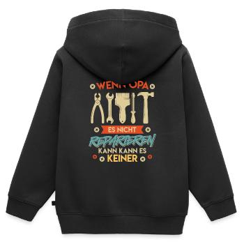Opi WENN OPA ES NICHT REPAIEREN KANN KANNS KEINER - Kinder Premium Organic Zip Hoodie - Schwarz - Hinten - AI Model Kid Male (0cm)