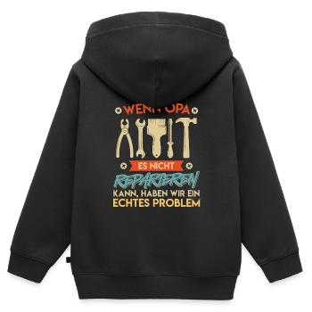 Opi WENN OPA ES NICHT REPARIEREN KANN EIN PROBLEM - Kinder Premium Organic Zip Hoodie - Schwarz - Hinten - AI Model Kid Male (0cm)