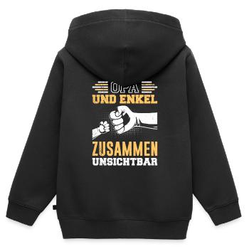OPA UND ENKEL ZUSAMMEN UNSICHTBAR Lustiges - Kinder Premium Organic Zip Hoodie - Schwarz - Hinten - AI Model Kid Male (0cm)