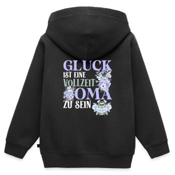 Omi GLÜCK IST EINE VOLLZEIT OMA ZU SEIN Geburtstag - Kinder Premium Organic Zip Hoodie - Schwarz - Hinten - AI Model Kid Male (0cm)