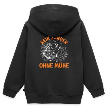 Angler KEIN ZANDER OHNE MÜHE Lustiges Zander - Kinder Premium Organic Zip Hoodie - Schwarz - Hinten - AI Model Kid Male (0cm)