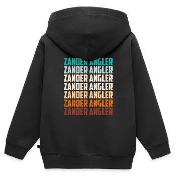 ZANDER ANGLER Lustiges Zander Angeln Donau - Kinder Premium Organic Zip Hoodie - Schwarz - Hinten - AI Model Kid Male (0cm)