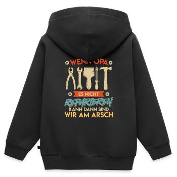 Opi WENN OPA ES NICHT REPARIEREN KANN SIND WIR AM - Kinder Premium Organic Zip Hoodie - Schwarz - Hinten - AI Model Kid Male (0cm)