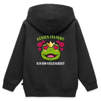 Faschings Party KÜSSEN ERLAUBT BIN VERZAUBERT - Kinder Premium Organic Zip Hoodie - Schwarz - Hinten - AI Model Kid Male (0cm)