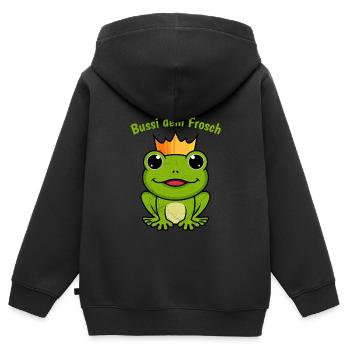 Karneval Party Kostüm BUSSI DEM FROSCH Lustiges - Kinder Premium Organic Zip Hoodie - Schwarz - Hinten - AI Model Kid Male (0cm)