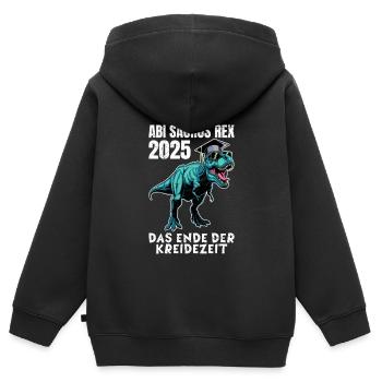 ABI SAURUS REX 2025 DAS ENDE DER KREIDEZEIT Lustig - Kinder Premium Organic Zip Hoodie - Schwarz - Hinten - AI Model Kid Male (0cm)