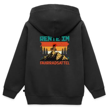 Radfahrer RENTE IM FAHRRADSATTEL Radeln Lustig - Kinder Premium Organic Zip Hoodie - Schwarz - Hinten - AI Model Kid Male (0cm)