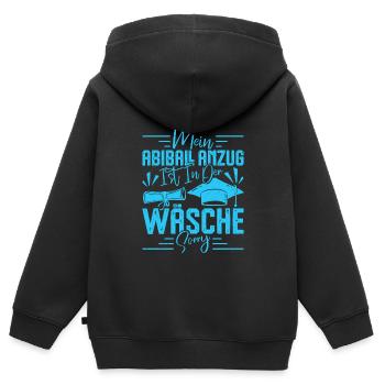 Abitur MEIN ABIBALL ANZUG IST IN DER WÄSCHE Lustig - Kinder Premium Organic Zip Hoodie - Schwarz - Hinten - AI Model Kid Male (0cm)