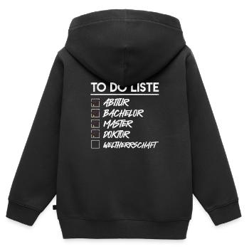 Doktortitel TO DO LISTE DOCTOR WELTHERRSCHAFT - Kinder Premium Organic Zip Hoodie - Schwarz - Hinten - AI Model Kid Male (0cm)