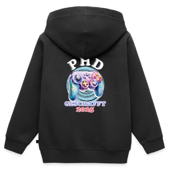 PH.D GESCHAFFT 2025 Lustiges Doktorand - Kinder Premium Organic Zip Hoodie - Schwarz - Hinten - AI Model Kid Male (0cm)
