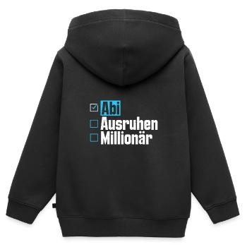 Abitur ABI AUSRUHEN MILLIONÄR Abi Lustiges - Kinder Premium Organic Zip Hoodie - Schwarz - Hinten - AI Model Kid Male (0cm)