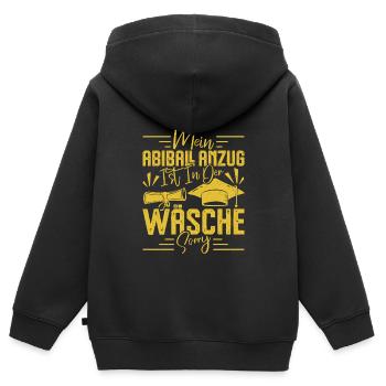 Abitur MEIN ABIBALL ANZUG IST IN DER WÄSCHE Lustig - Kinder Premium Organic Zip Hoodie - Schwarz - Hinten - AI Model Kid Male (0cm)