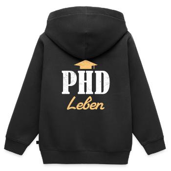 Doktorand PH.D LEBEN Doktortitel Lustiges - Kinder Premium Organic Zip Hoodie - Schwarz - Hinten - AI Model Kid Male (0cm)